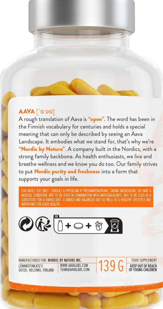 Aavalabs Curcumin + Piperin Vegan 180 Kapseln