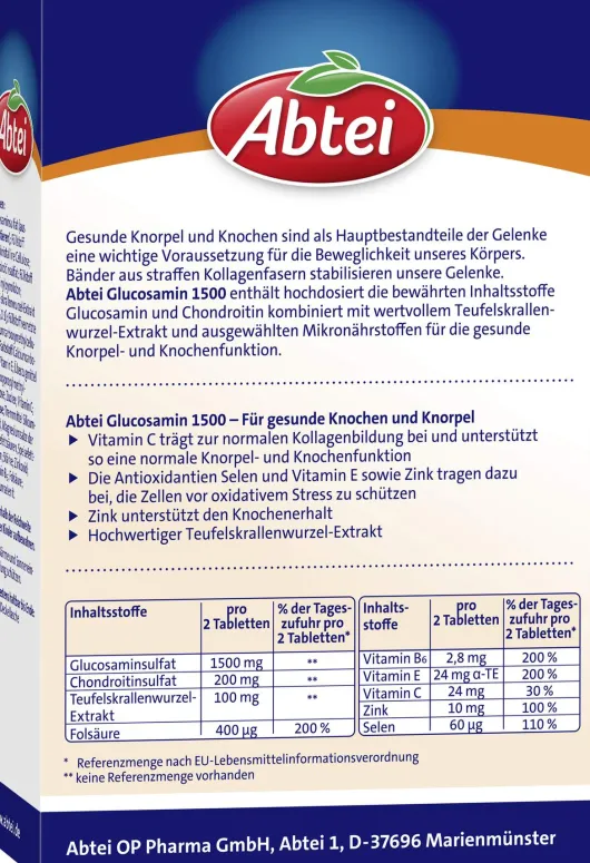 Abtei Glucosamin 1500 30 Tabletten