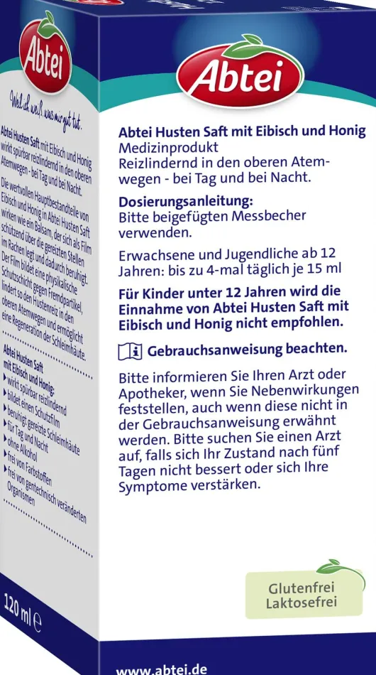 Abtei Husten Saft Eibisch Honig 120 ml