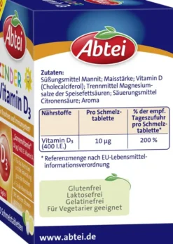 Abtei Kinder Vitamin D3 50 Schmelztabletten
