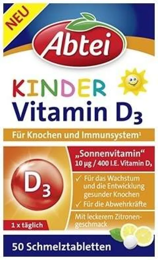 Abtei Kinder Vitamin D3 50 Schmelztabletten