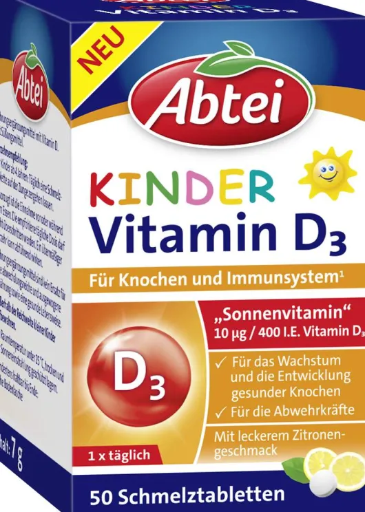 Abtei Kinder Vitamin D3 50 Schmelztabletten