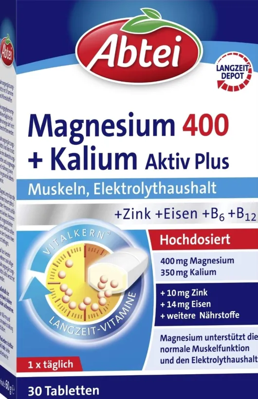Abtei Magnesium 400+kalium 30 Tabletten