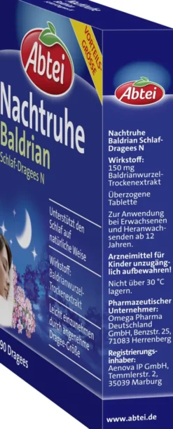 Abtei Nachtruhe Baldrian Schlafdragees 90 Stück