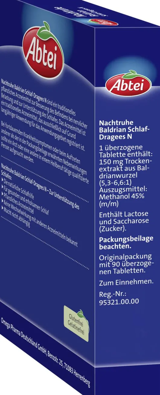 Abtei Nachtruhe Baldrian Schlafdragees 90 Stück