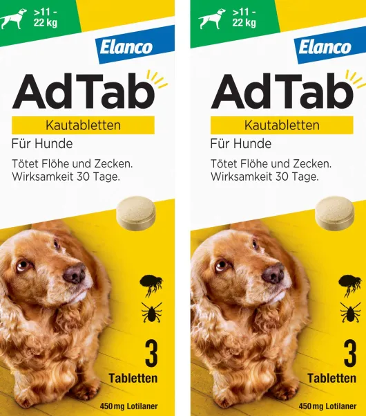 AdTab 450 mg für große Hunde (11-22 kg) 2 x 3 Kautabletten
