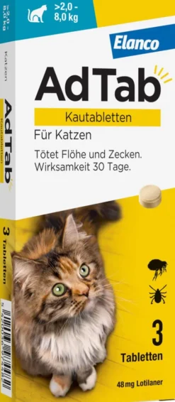 AdTab 48 mg für Katzen (2-8 kg) 3 Kautabletten