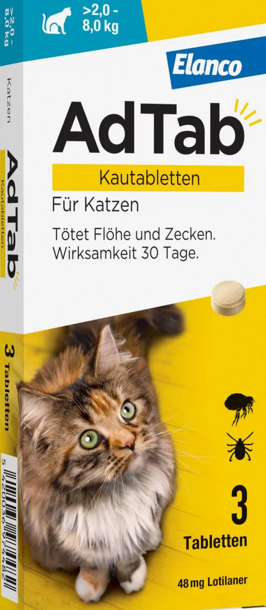 AdTab 48 mg für Katzen (2-8 kg) 3 Kautabletten