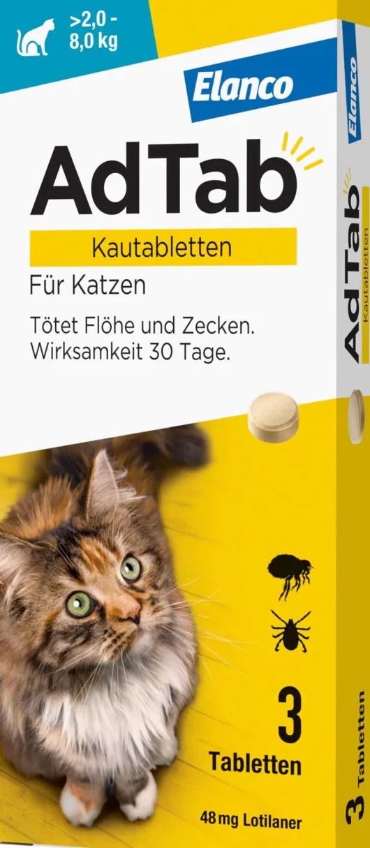 AdTab 48 mg für Katzen (2-8 kg) 3 Kautabletten