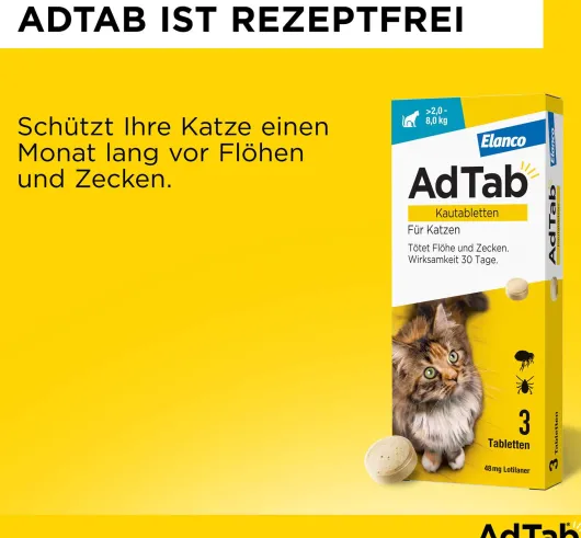 AdTab 48 mg für Katzen (2-8 kg) 3 Kautabletten