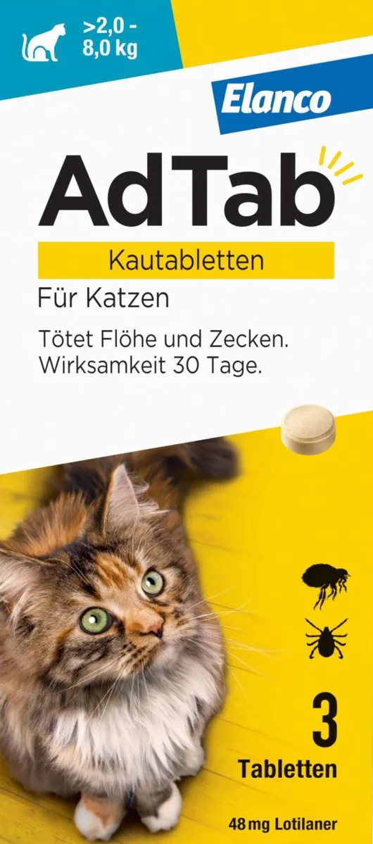AdTab 48 mg für Katzen (2-8 kg) 3 Kautabletten