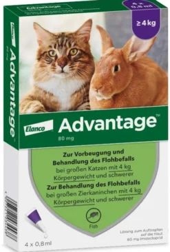 Advantage 80 mg für Katzen und Zierkaninchen über 4 kg 4 x 0,8 ml Lösung