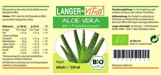 Aloe Vera Direktsaft 100% 330 ml