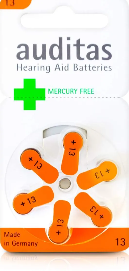 Auditas Hörgerätebatterie 13 Quecksilber Fre