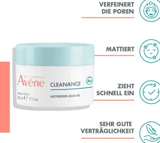 Avene Cleanance mattierendes Aqua-Gel für unreine Haut 50 ml