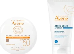 Avene Kompaktsonnencreme SPF 50 Gold 10 g Creme + gratis Repair - Lotion nach der Sonne 50 ml