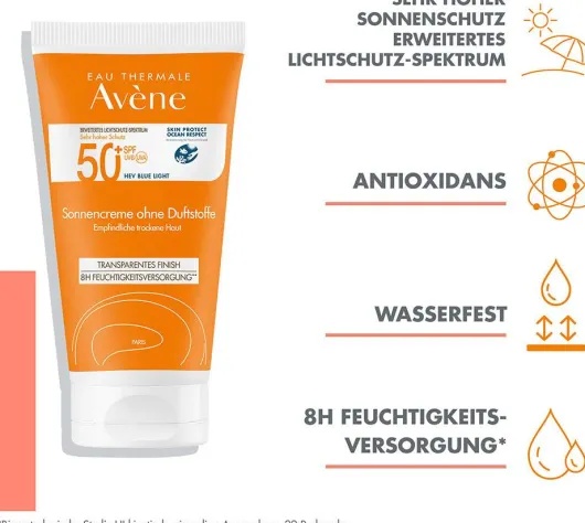 Avene Sonnencreme SPF 50+ ohne Duftstoffe 50 ml
