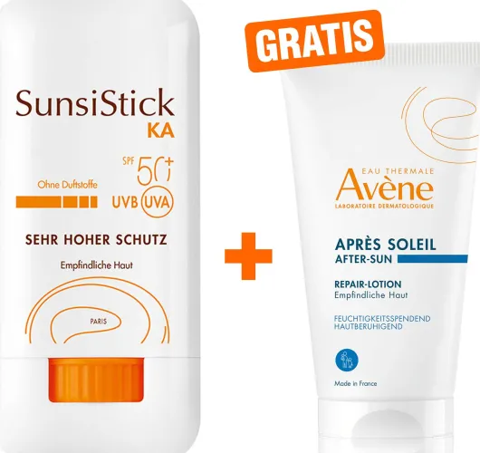 Avene SunsiStick KA SPF 50+ 20 g Stift + gratis Avene Repair - Lotion nach der Sonne 50 ml