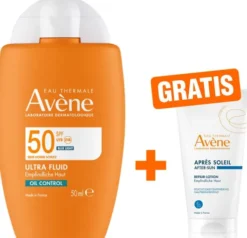 Avene Ultra Fluid Oil Control SPF 50 50 ml + gratis Repair-Lotion nach der Sonne 50 ml