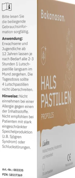 Bakanasan Halspastillen Propolis 30 Stück