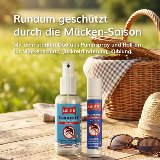 Ballistol Stichfrei Classic Pumpspray 100 ml + Stichfrei Cooling Roll-on 10 ml