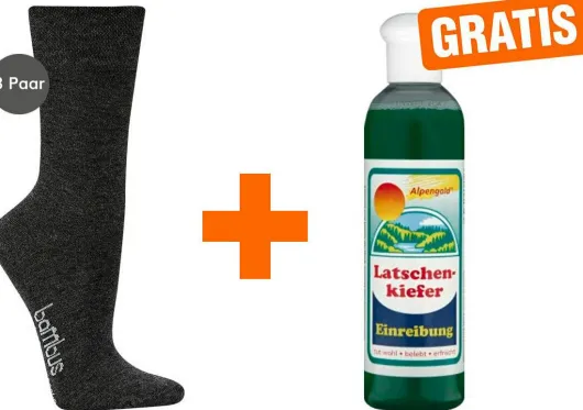 Bambus Wellness-Socken 43-46 Anthrazit 3 Paar + gratis Latschenkiefer Einreibung 250 ml