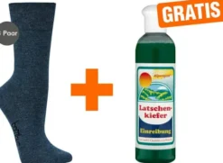 Bambus Wellness-Socken 43-46 Jeansblau 3 Paar + gratis Latschenkiefer Einreibung 250 ml