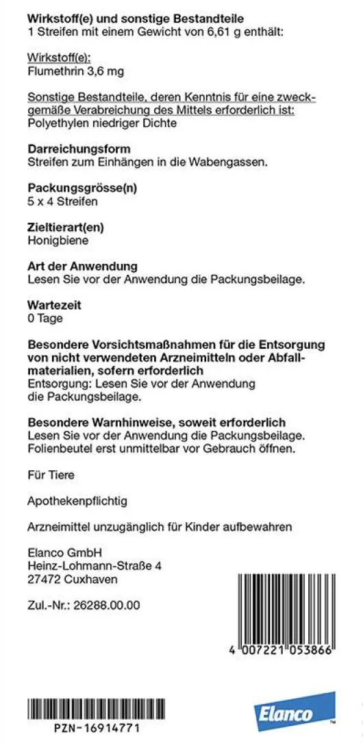 Bayvarol 3,6 mg Streifen für Honigbienen 5 x 4 Strips