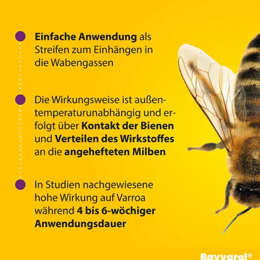 Bayvarol 3,6 mg Streifen für Honigbienen 3 x 5 x 4 Strips