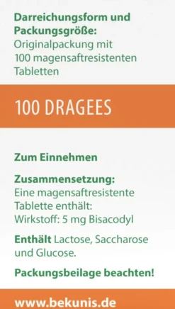 Bekunis Dragees Bisacodyl 5 mg 100 magensaftresistente Tabletten