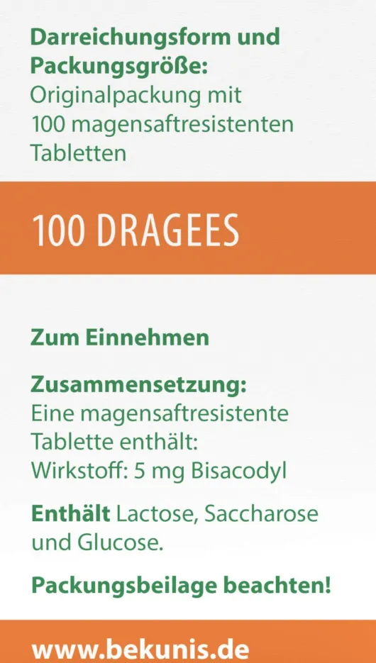 Bekunis Dragees Bisacodyl 5 mg 100 magensaftresistente Tabletten