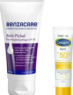 Benzacare Anti-Pickel Feuchtigkeitspflege LSF 30 50 ml + gratis Cetaphil Daylong SPF 50+ liposomale Lotion 10 ml