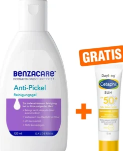 Benzacare Anti-Pickel Reinigungsgel 120 ml + gratis Cetaphil Sun Daylong SPF 50+ liposomale Lotion 10 ml