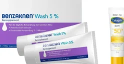 Benzaknen Wash 5 % Suspension 2 x 100 g + gratis Cetaphil Sun Daylong SPF 50+ liposomale Lotion 10 ml
