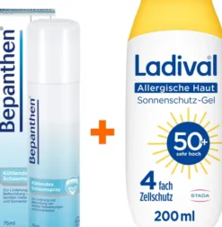 Bepanthen Schaumspray 75 ml + Ladival allergische Haut Sonnenschutz-Gel LSF50+ 200 ml