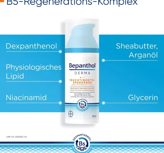 Bepanthol DERMA Feuchtigkeitsspendende Gesichtscreme mit LSF 25 50 ml Pumpflasche