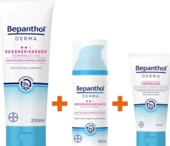 Bepanthol DERMA Regenerierende Körperlotion 200 ml Tube + Derma Gesichtscreme 50 ml + Derma Handbalsam 50 ml