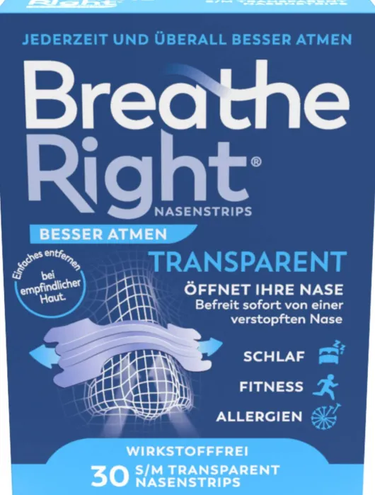 Besser Atmen Breathe Right 30 Nasenpflaster Normal Transparent