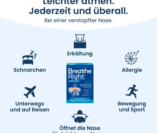 Besser Atmen Breathe Right 30 Nasenpflaster groß beige