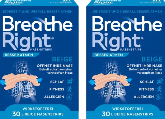 Besser Atmen Breathe Right Nasenpflaster gross beige 2 x 30 Stück