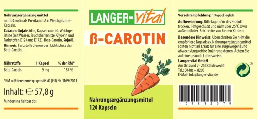 Beta Carotin 9 mg 120 Kapseln