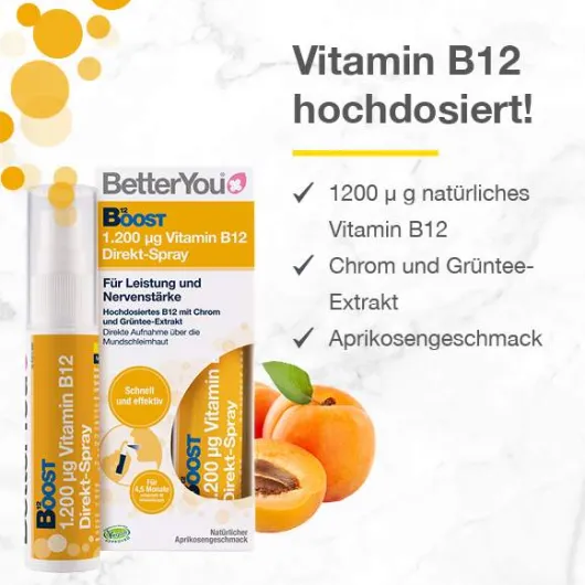 Betteryou Boost Vitamin B12 Direkt Spray Mit Aprikosengeschmack...