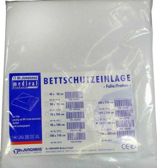 Bettschutzeinlage 120x200cm Folie Frottee