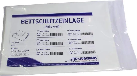 Bettschutzeinlage 100x90cm Folie Weiß