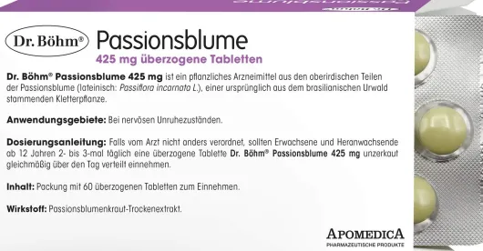 Böhm Passionsblume 425 mg 60 Überzogene Tabletten