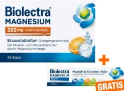 Biolectra Magnesium 365 mg fortissimum Orangengeschmack 40 Brausetabletten + gratis Magnesium 250 mg 30 Kautabletten