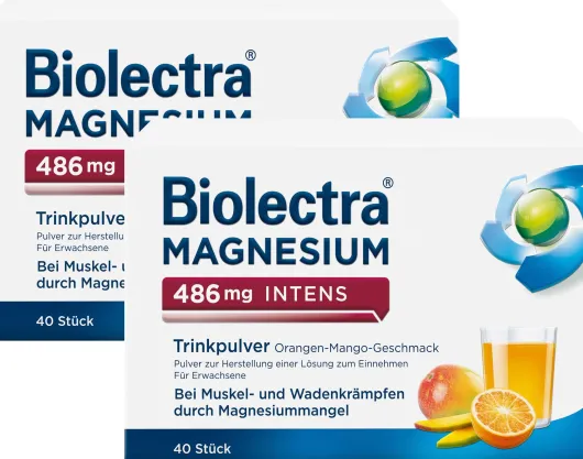 Biolectra Magnesium 486 mg intens Trinkpulver Orange-Mango 2 x 40 Stück