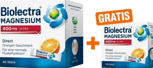 Biolectra Magnesium 400 mg ultra Direct Orangengeschmack 40 Pellets + gratis 10 Stück