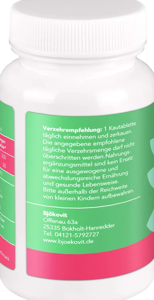 Bjökovit Vitamin D3 + K2 Tabletten Kinder Pfirsich - Maracuja...