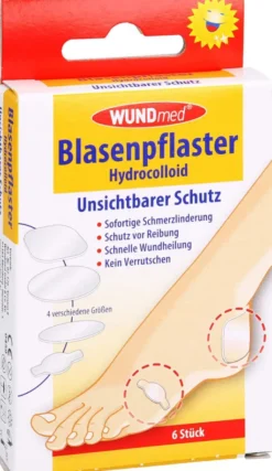 Blasenpflaster Transparent Hydrocolloid 4 Größen 6 Stück